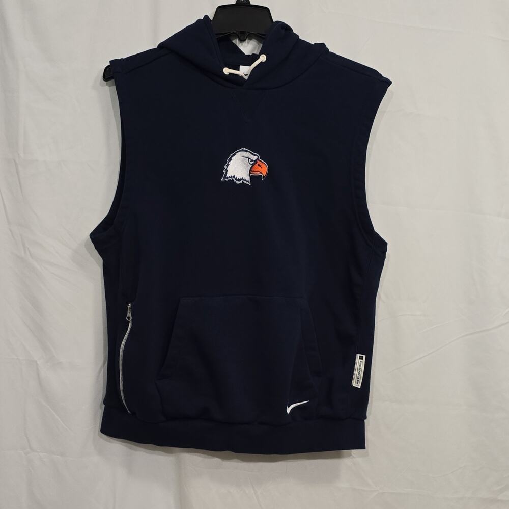 Nike Dri Fit Carson-Newman Mens Lg Blue Hoodie Vest Pockets Logo
